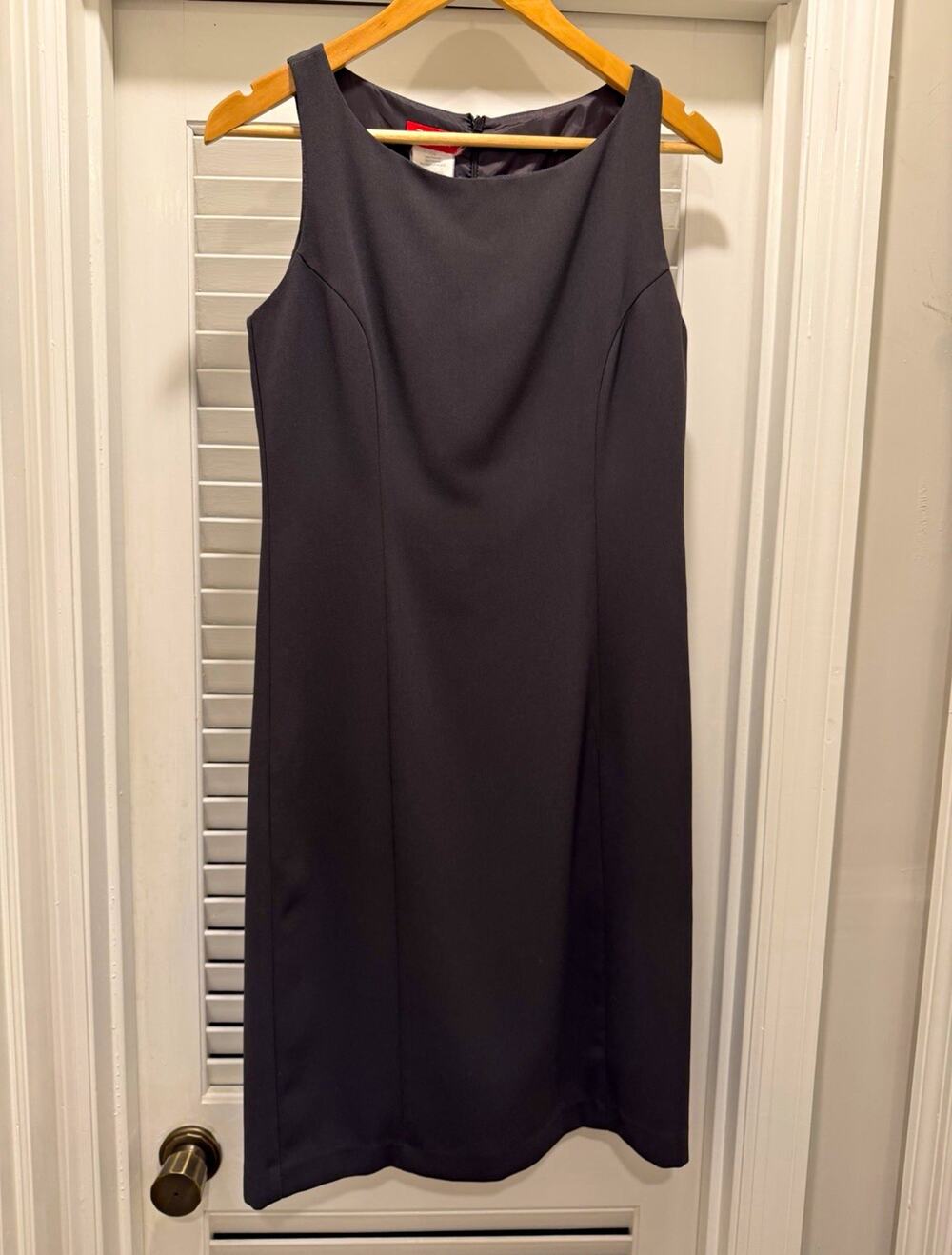 Vintage Esprit Y2K Dress 7/8 Charcoal Gray Sleeveless Sheath Minimalist 90s